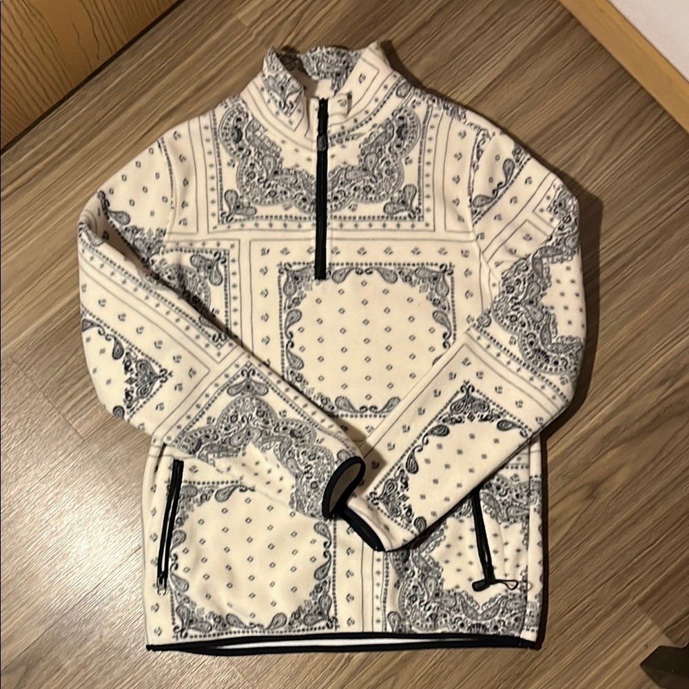PacSun Cream and Black Patterned Quarter Zip Sweater